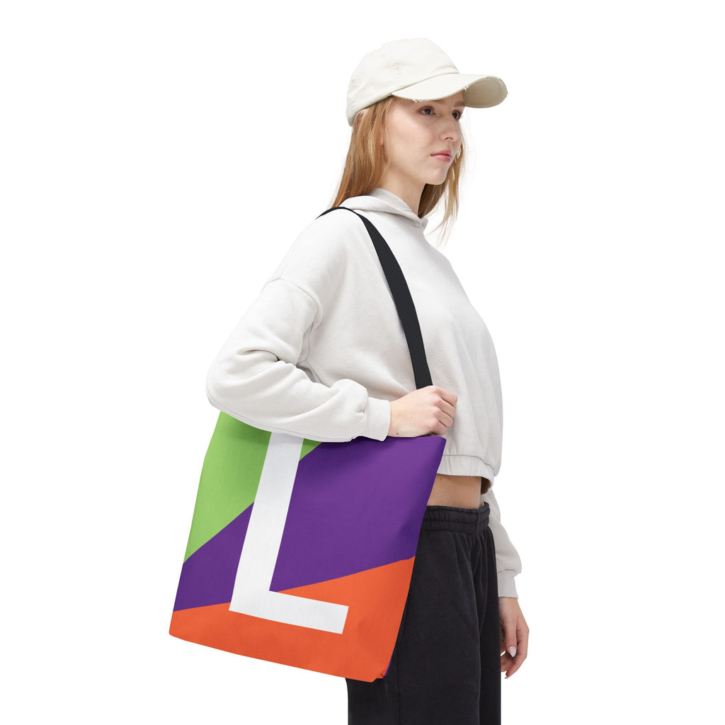 Monogram 'L' Colorblock Tote Bag — Personalized Initial L Shoulder Tote