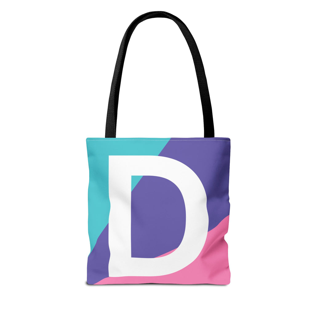 Monogram 'D' Colorblock Tote Bag — Personalized Initial D Shoulder Tote