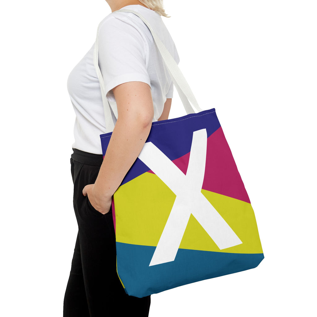 Monogram 'X' Colorblock Tote Bag — Personalized Initial X Shoulder Tote