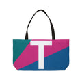 Personalized 'T' Colorblock Tote Bag — Monogram Weekender Tote