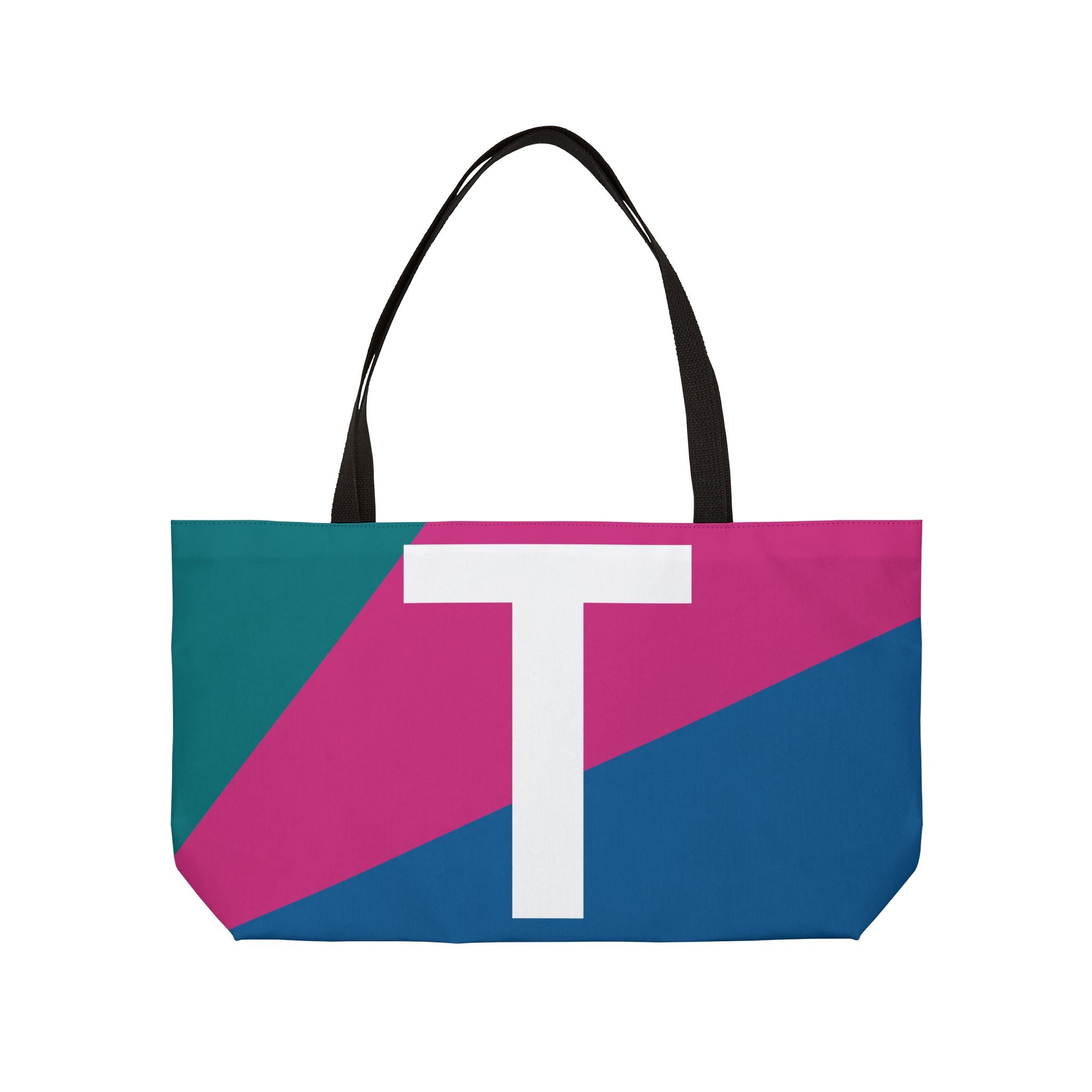 Personalized 'T' Colorblock Tote Bag — Monogram Weekender Tote