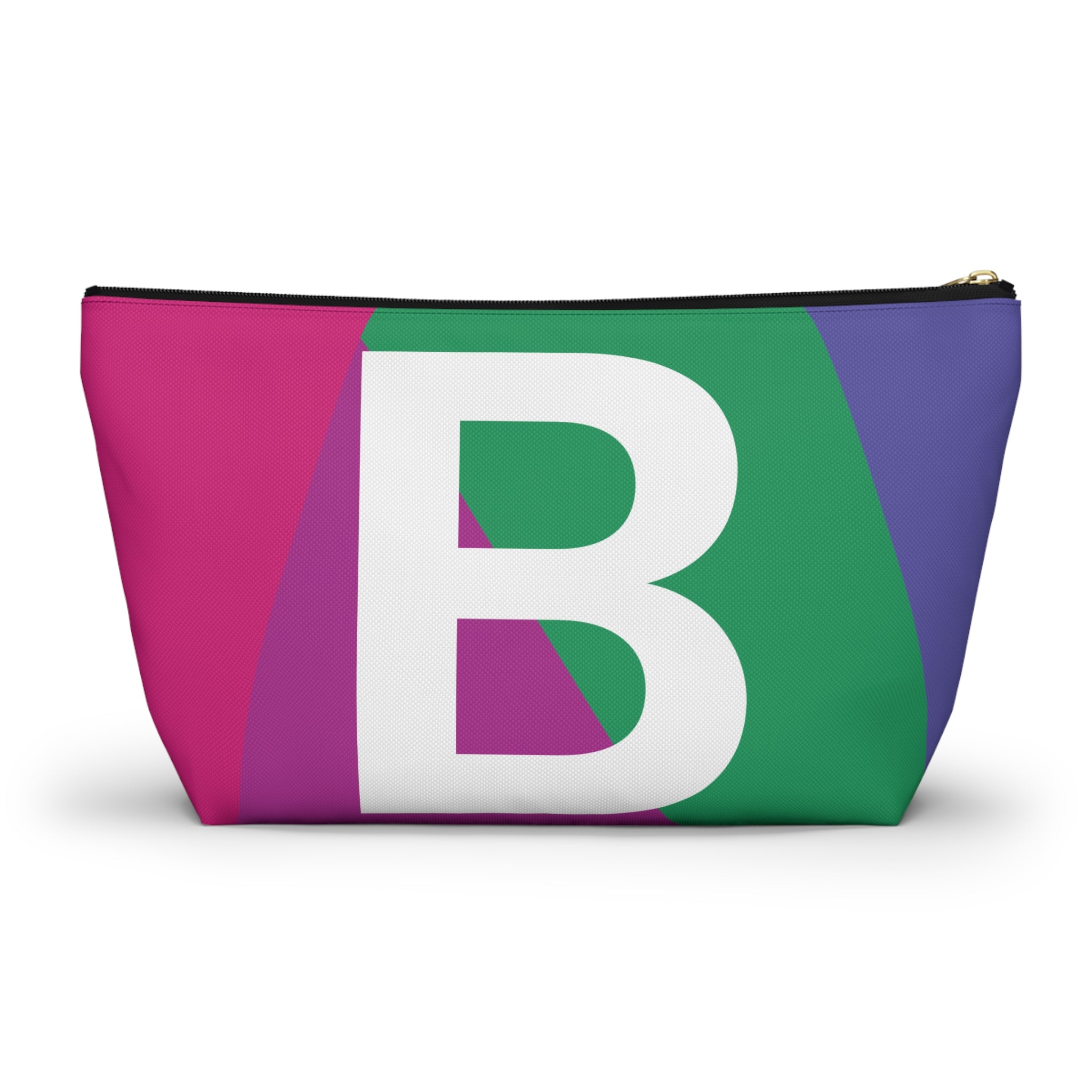 Initials Colorblock Accessory Pouch — Monogram B T-Bottom Cosmetic Bag
