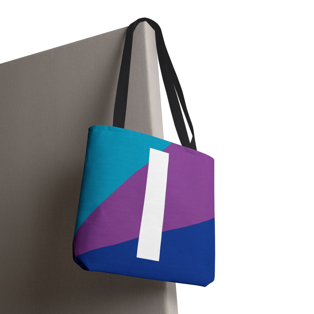 Monogram 'I' Colorblock Tote Bag — Personalized Initial I Shoulder Tote