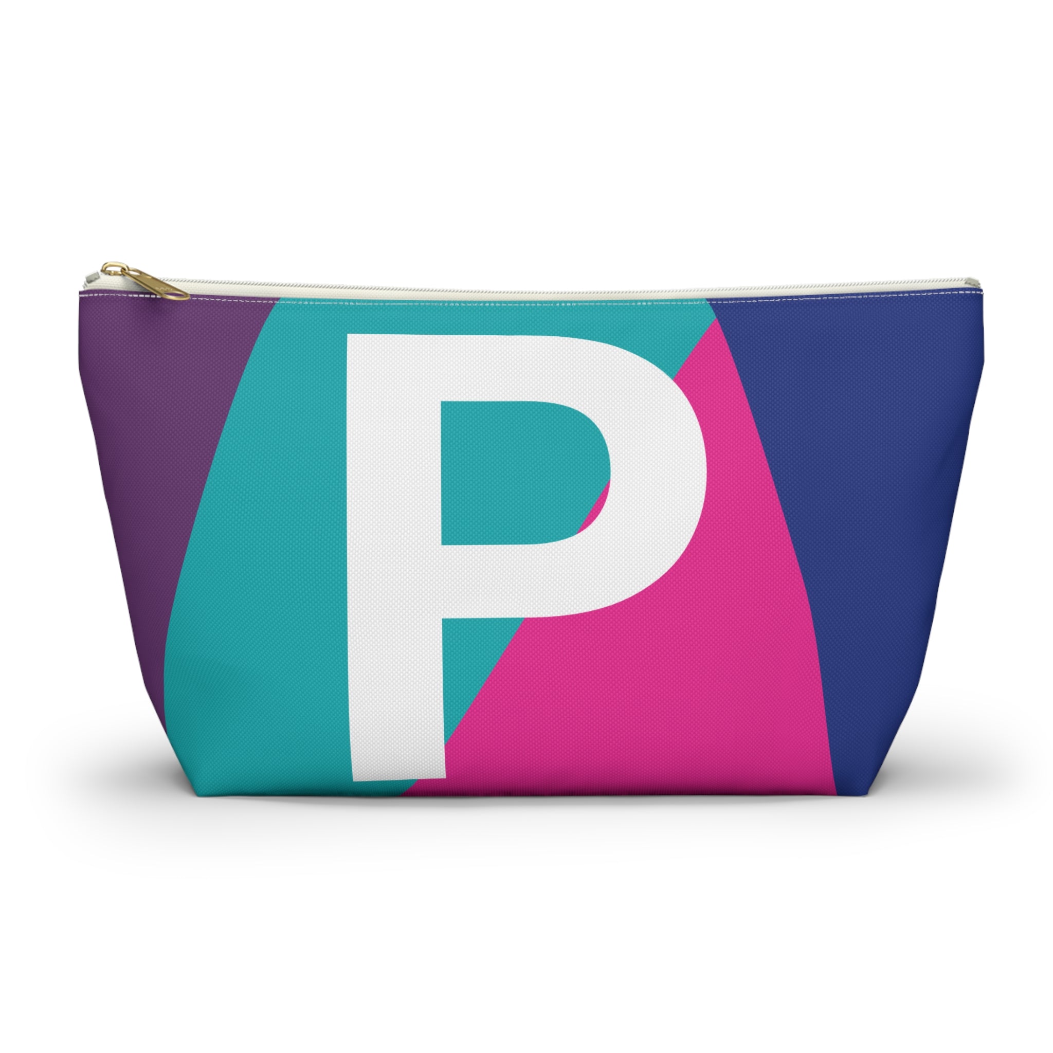 Initials Colorblock Accessory Pouch — Monogram P T-Bottom Cosmetic Bag