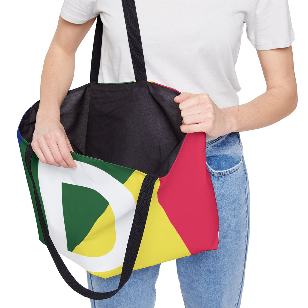 Personalized 'D' Colorblock Tote Bag — Monogram Weekender Tote