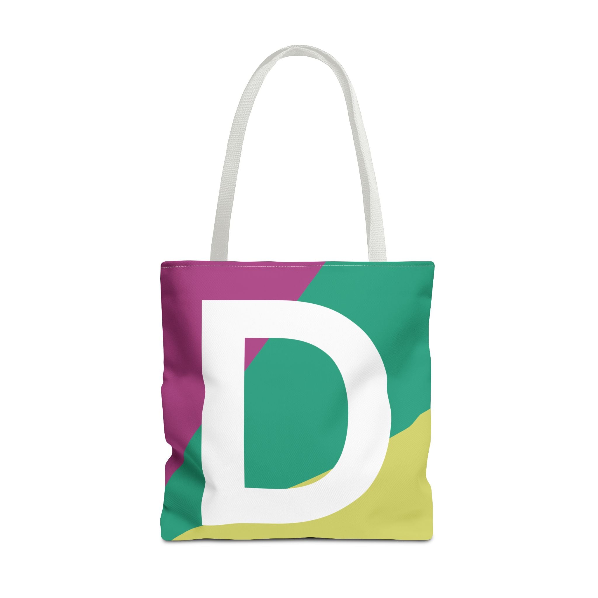 Monogram 'D' Colorblock Tote Bag — Personalized Initial D Shoulder Tote