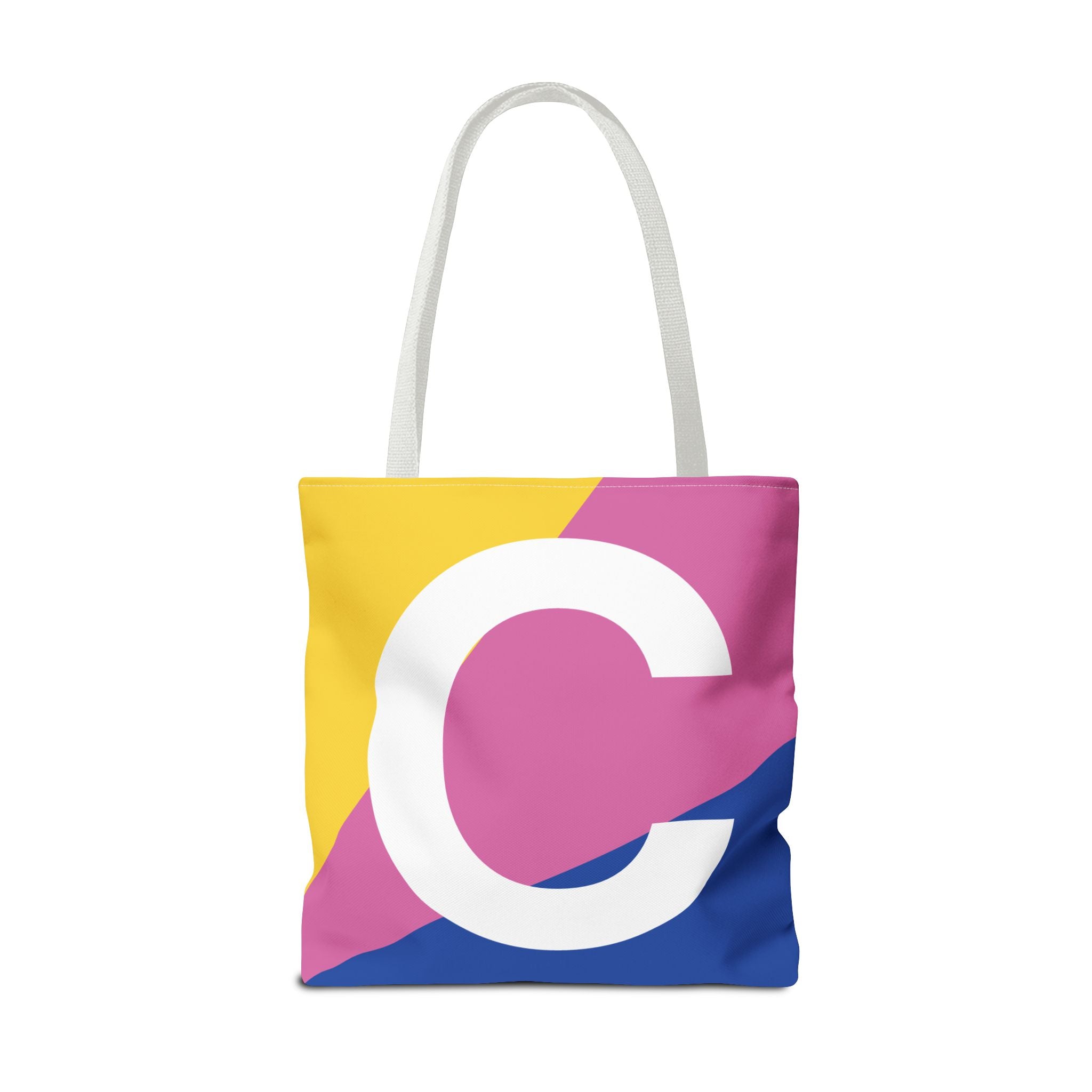Monogram 'C' Colorblock Tote Bag — Personalized Initial C Shoulder Tote