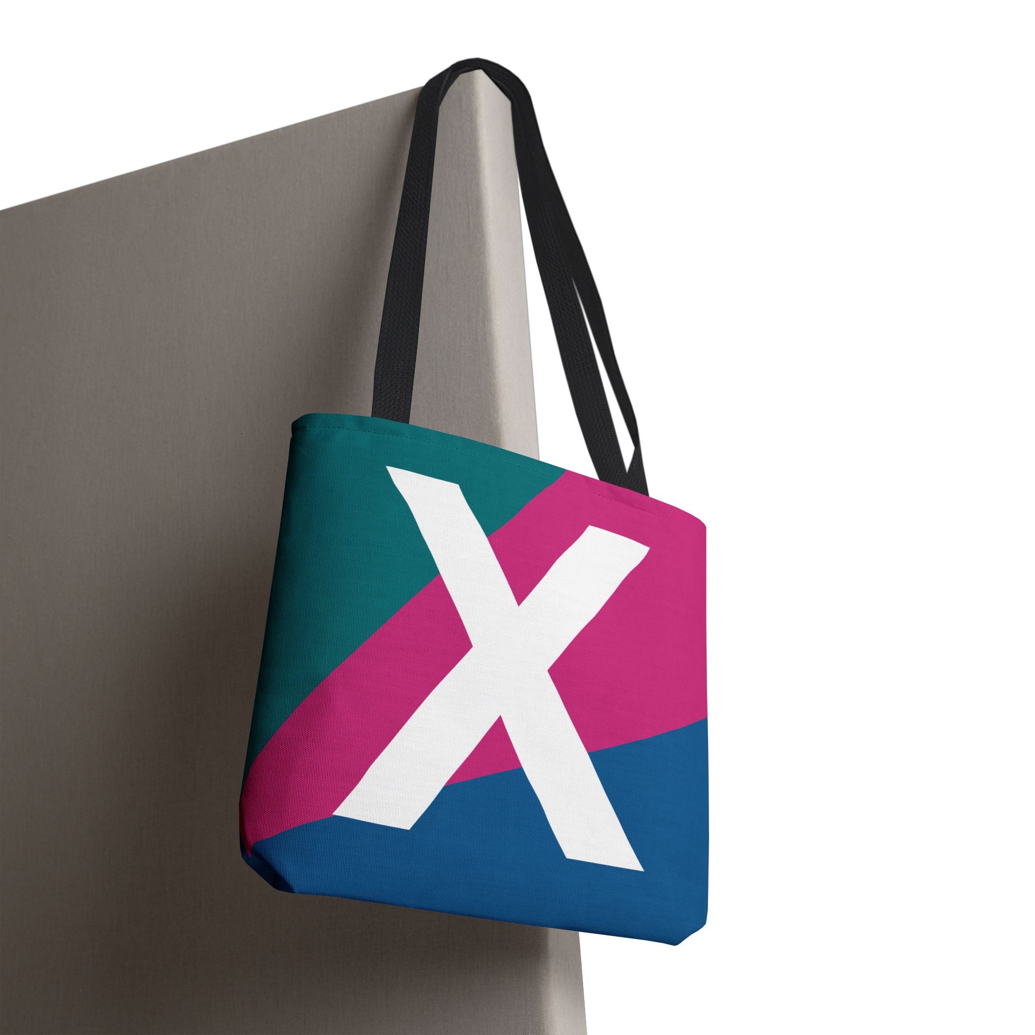 Monogram 'X' Colorblock Tote Bag — Personalized Initial X Shoulder Tote