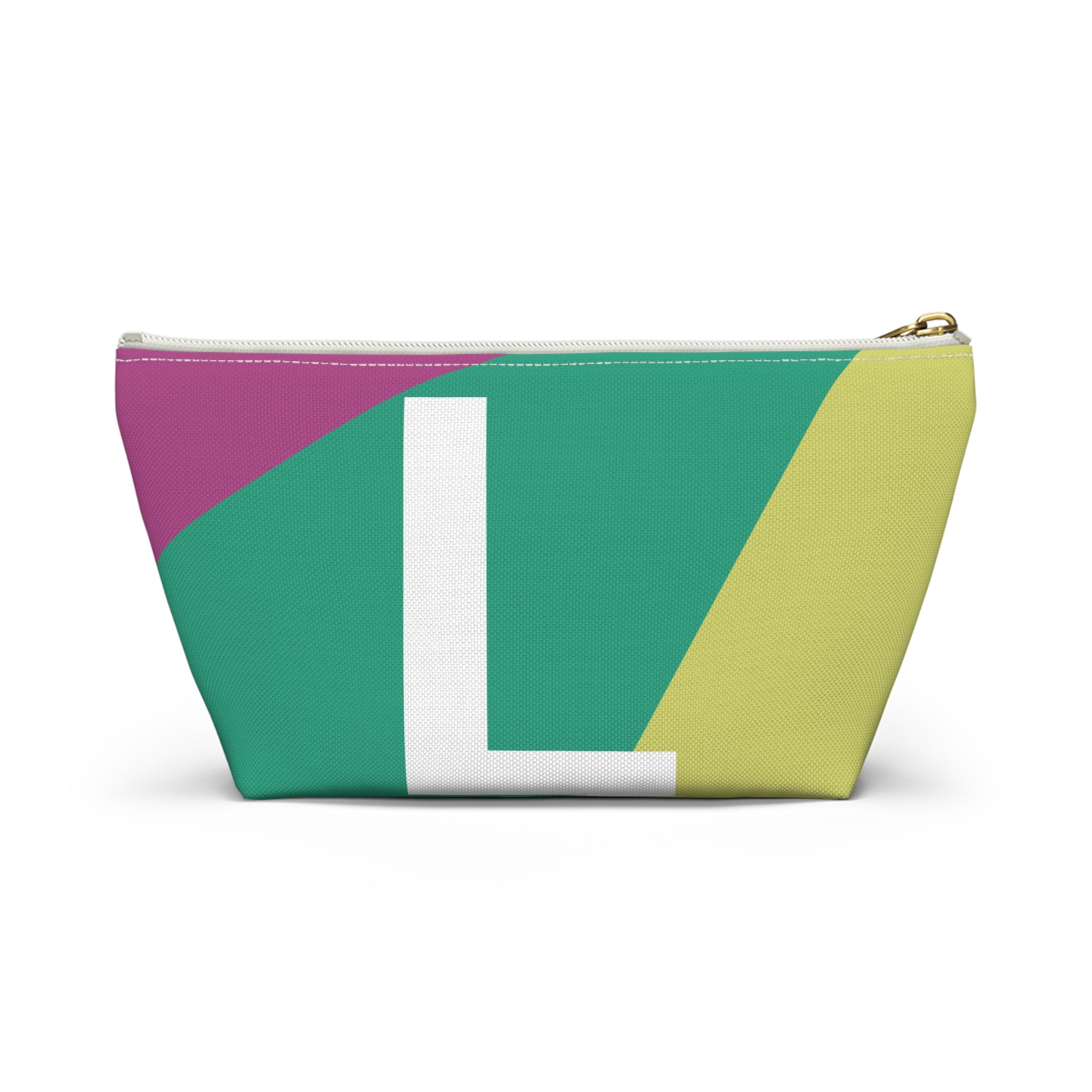 Initials Colorblock Accessory Pouch — Monogram L T-Bottom Cosmetic Bag