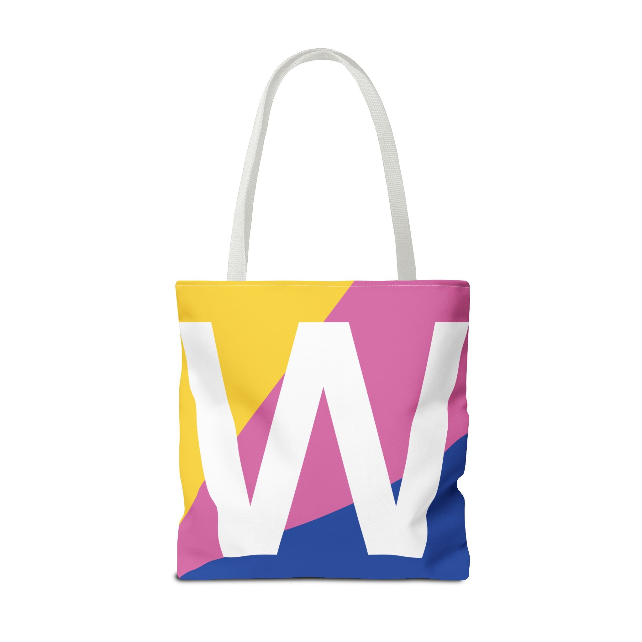 Monogram 'W' Colorblock Tote Bag — Personalized Initial W Shoulder Tote