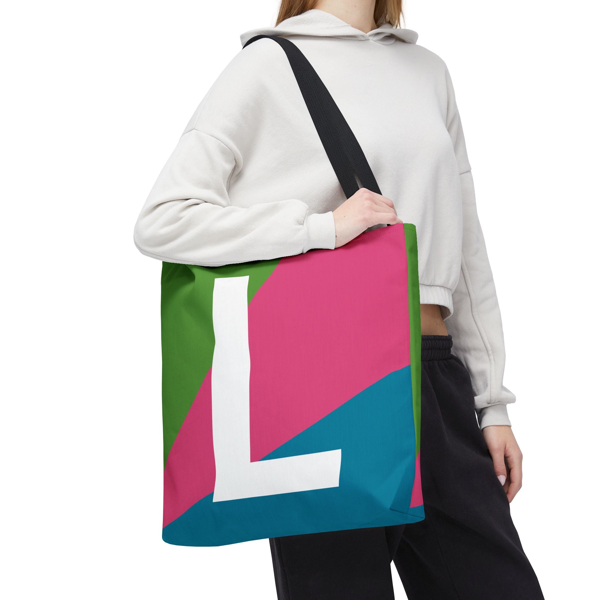 Monogram 'L' Colorblock Tote Bag — Personalized Initial L Shoulder Tote