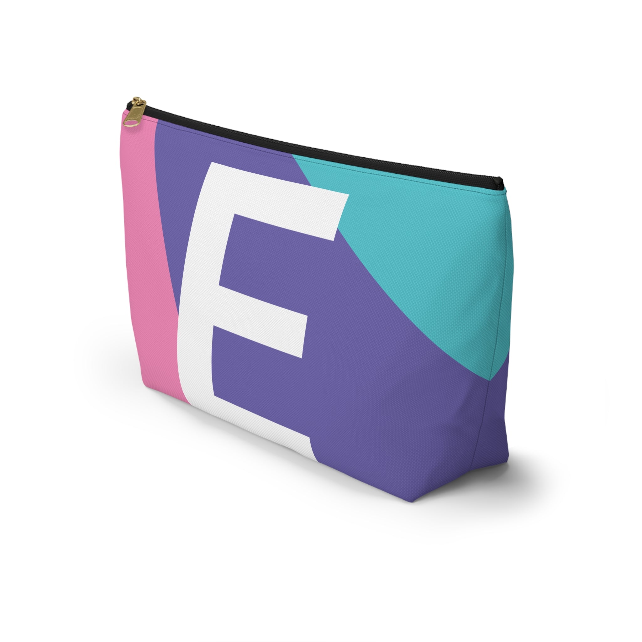 Initials Colorblock Accessory Pouch — Monogram E T-Bottom Cosmetic Bag