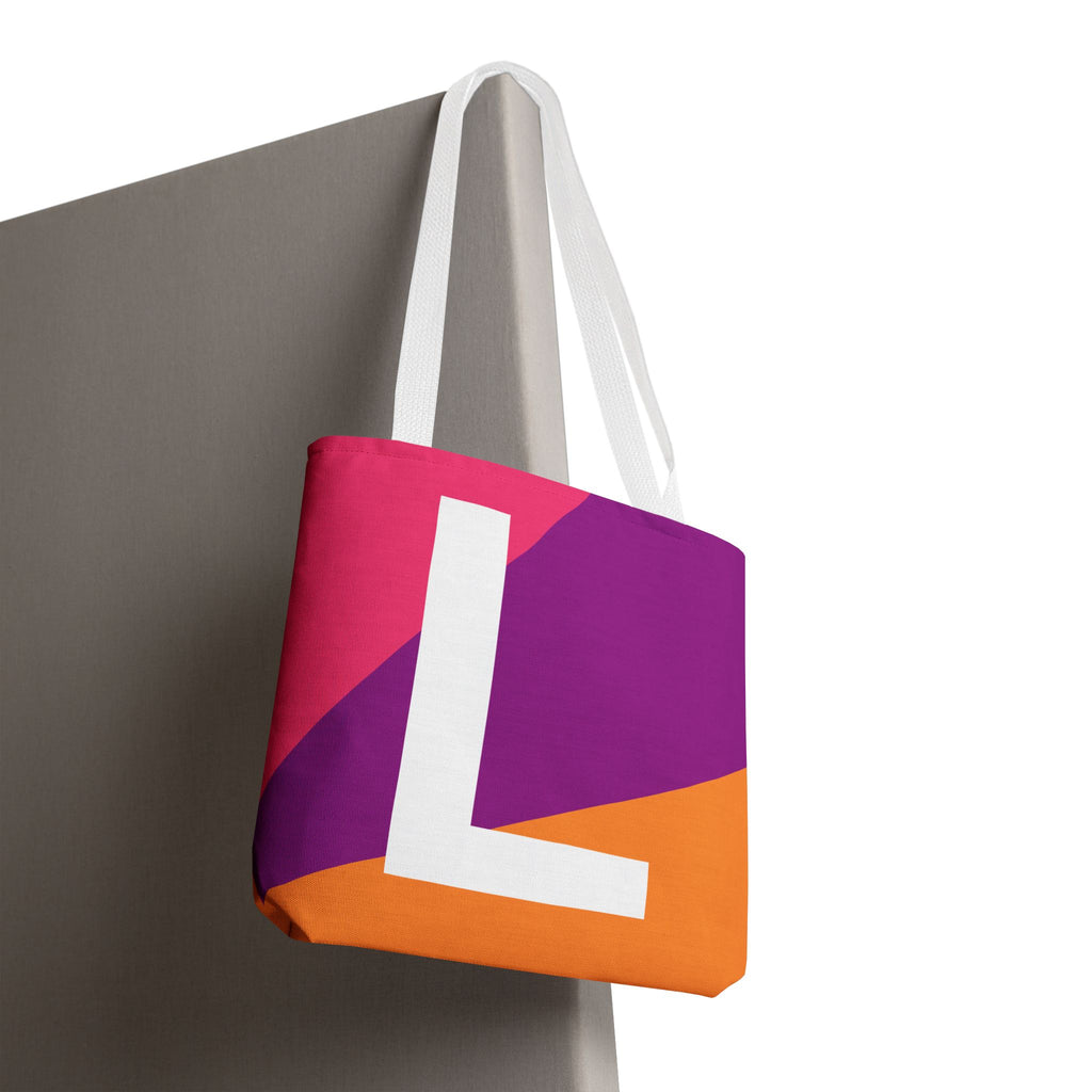 Monogram 'L' Colorblock Tote Bag — Personalized Initial L Shoulder Tote