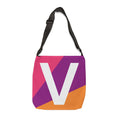 Initial Letter 'V' Colorblock Adjustable Tote Bag — Monogram Alphabet Shoulder Bag