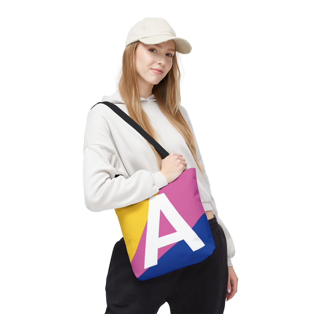 Monogram 'A' Colorblock Tote Bag — Personalized Initial A Shoulder Tote
