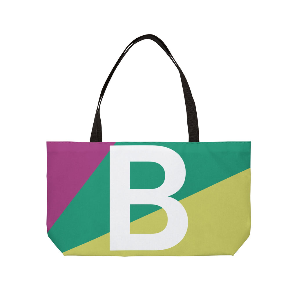 Personalized 'B' Colorblock Tote Bag — Monogram Weekender Tote