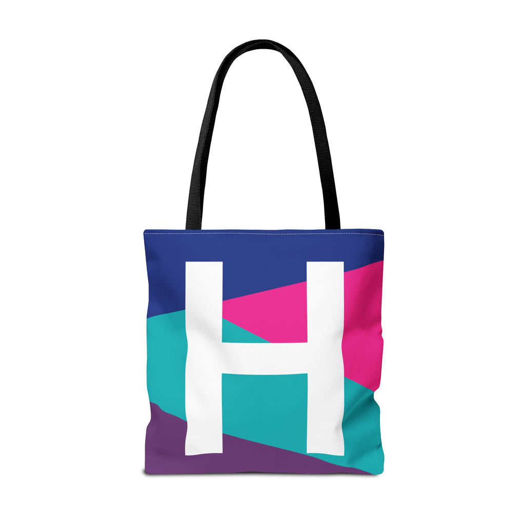 Monogram 'H' Colorblock Tote Bag — Personalized Initial H Shoulder Tote