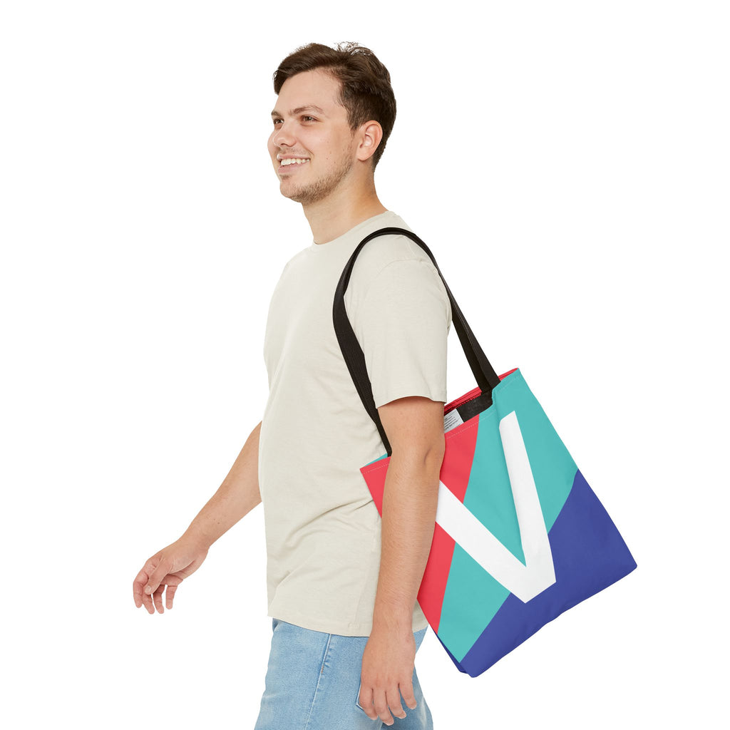 Monogram 'V' Colorblock Tote Bag — Personalized Initial V Shoulder Tote