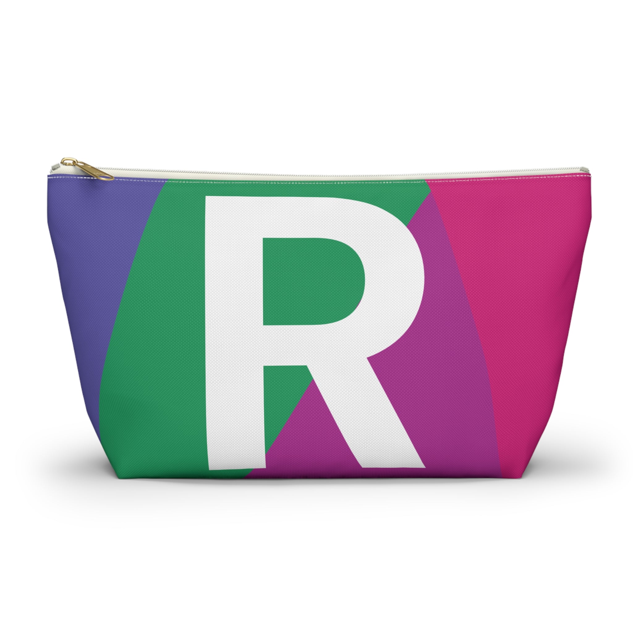 Initials Colorblock Accessory Pouch — Monogram R T-Bottom Cosmetic Bag