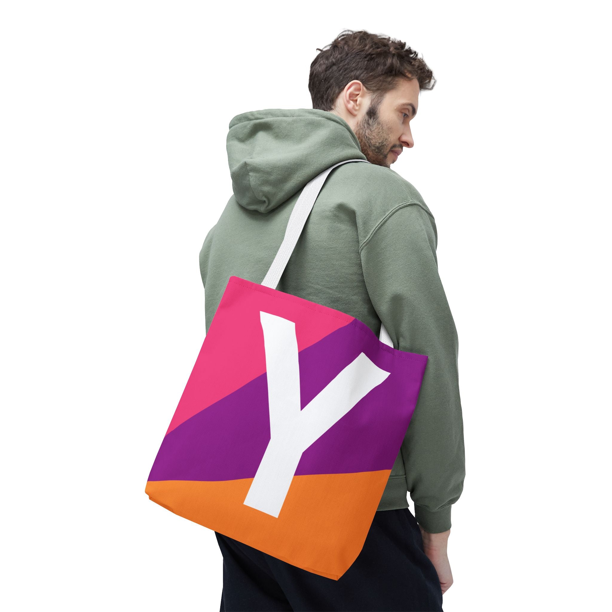 Monogram 'Y' Colorblock Tote Bag — Personalized Initial Y Shoulder Tote