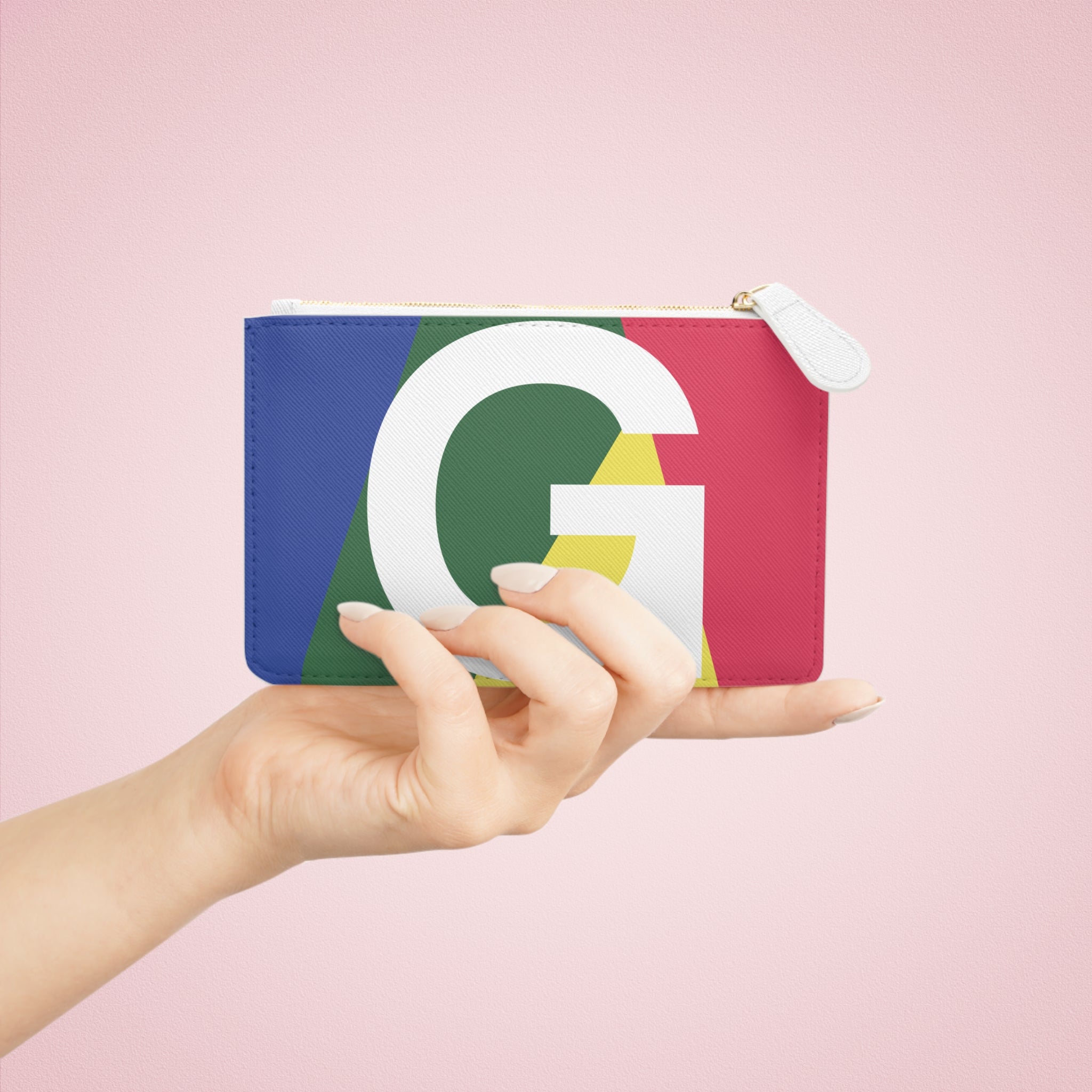 Initial G Mini Clutch — Colorblock Monogram Wristlet Wallet