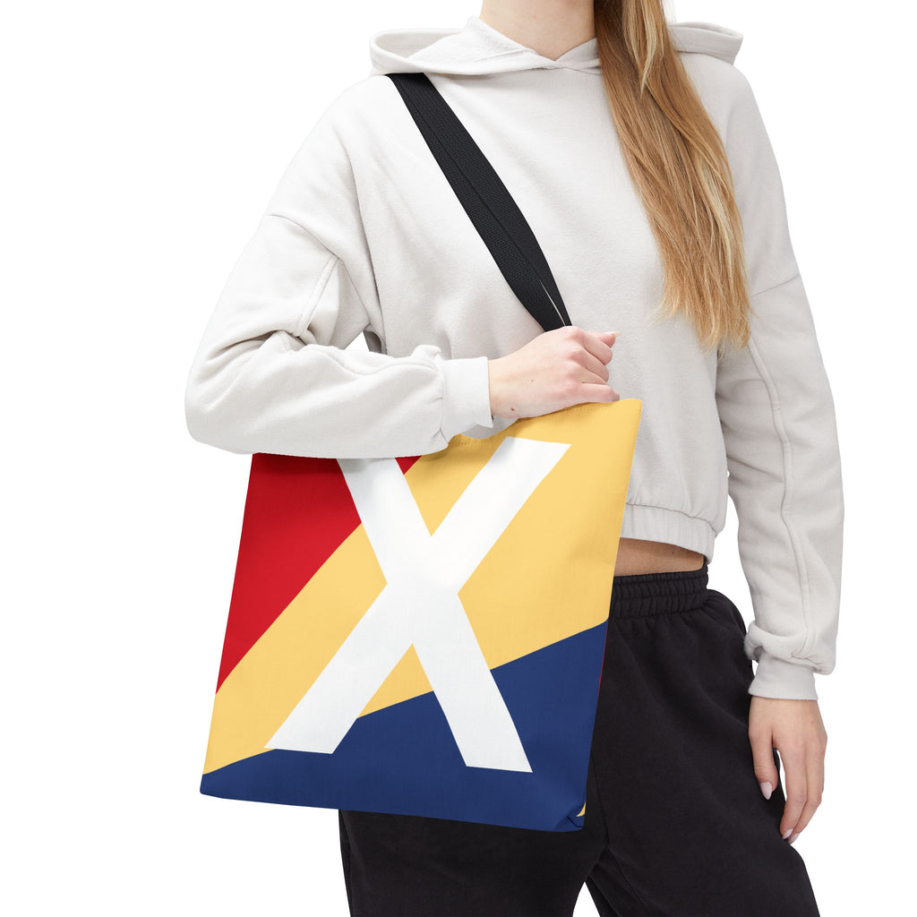 Monogram 'X' Colorblock Tote Bag — Personalized Initial X Shoulder Tote