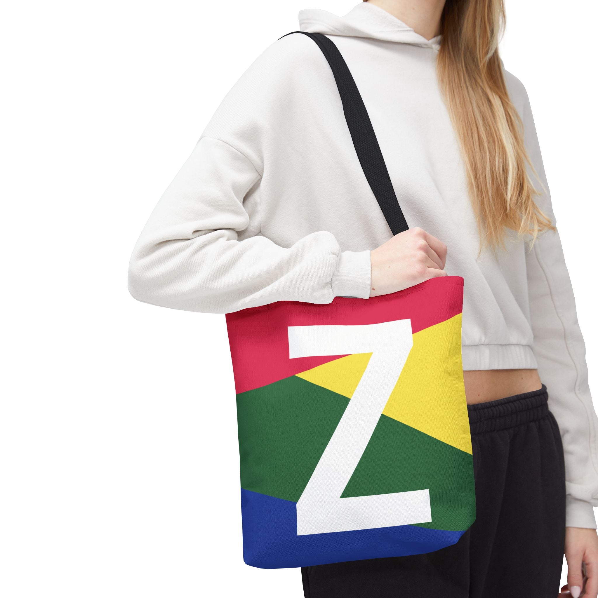 Monogram 'Z' Colorblock Tote Bag — Personalized Initial Z Shoulder Tote