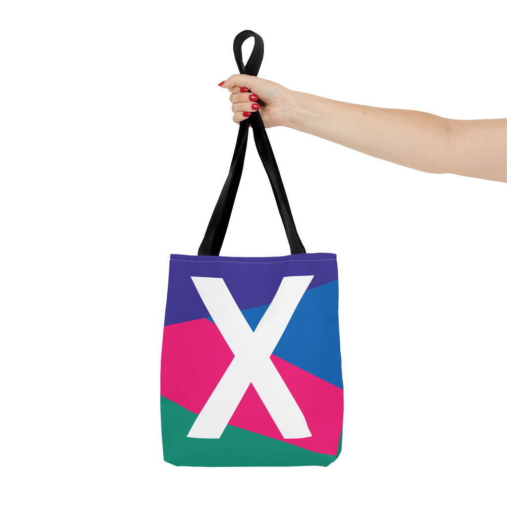 Monogram 'X' Colorblock Tote Bag — Personalized Initial X Shoulder Tote