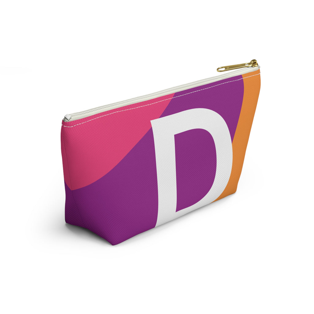 Initials Colorblock Accessory Pouch — Monogram D T-Bottom Cosmetic Bag