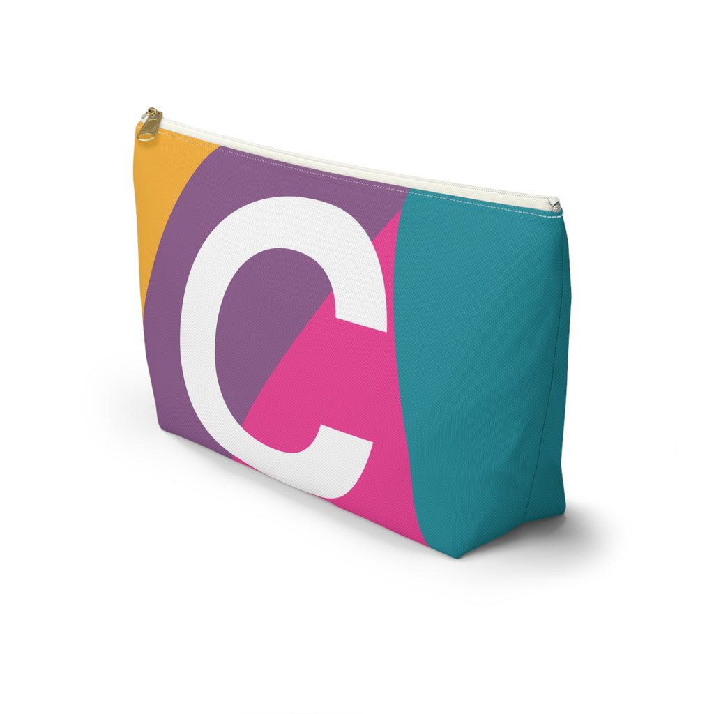 Initials Colorblock Accessory Pouch — Monogram C T-Bottom Cosmetic Bag