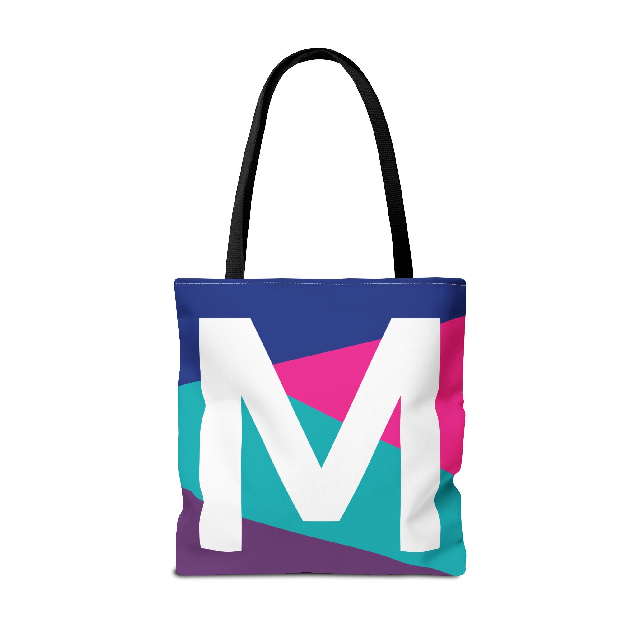 Monogram 'M' Colorblock Tote Bag — Personalized Initial L Shoulder Tote