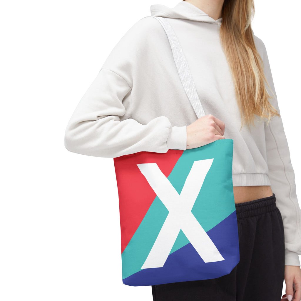 Monogram 'X' Colorblock Tote Bag — Personalized Initial X Shoulder Tote