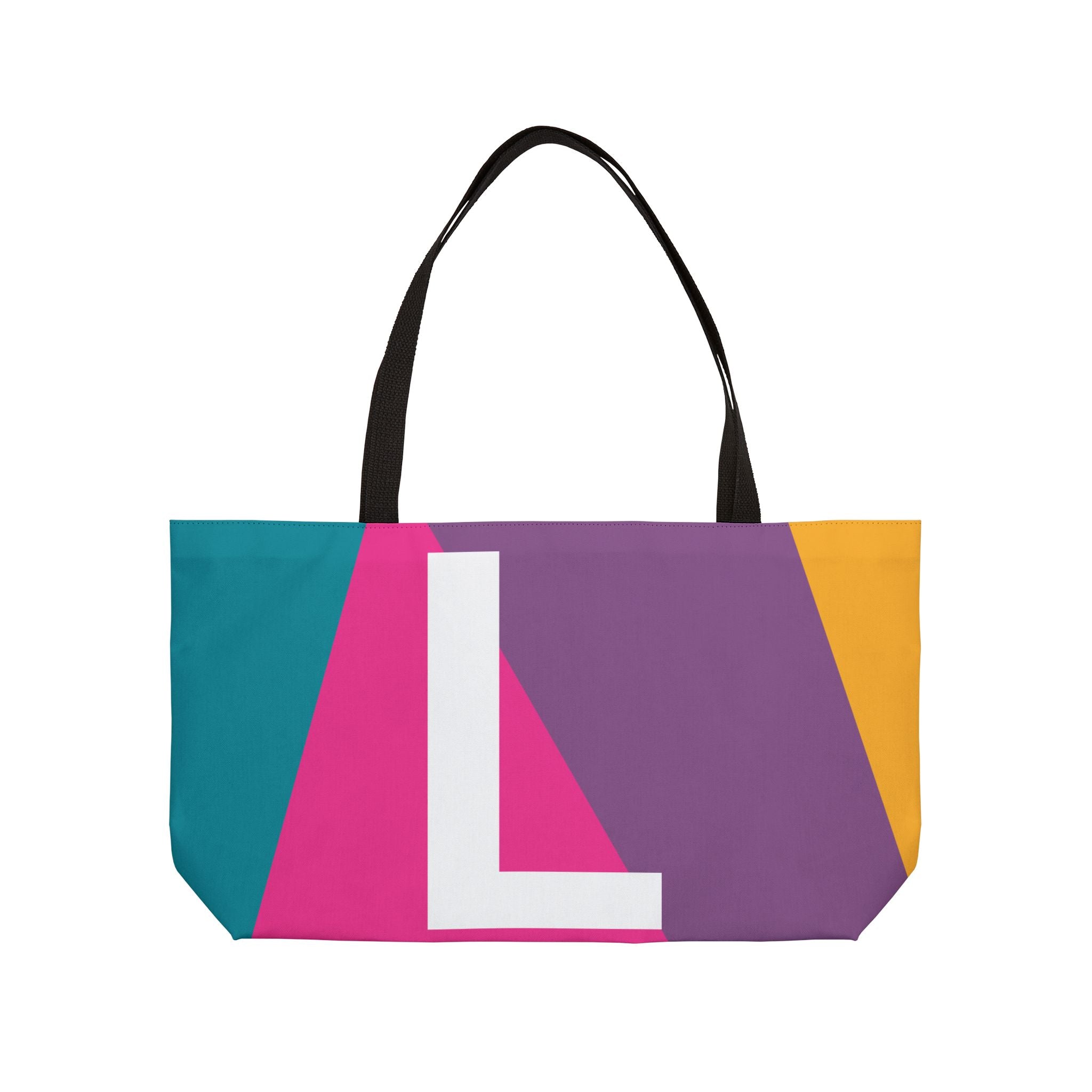 Personalized 'L' Colorblock Tote Bag — Monogram Weekender Tote