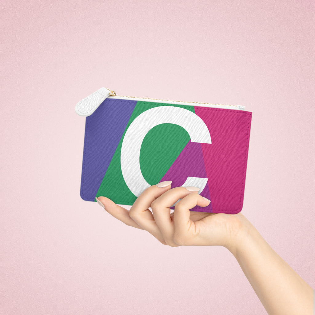 Initial C Mini Clutch — Colorblock Monogram Wristlet Wallet