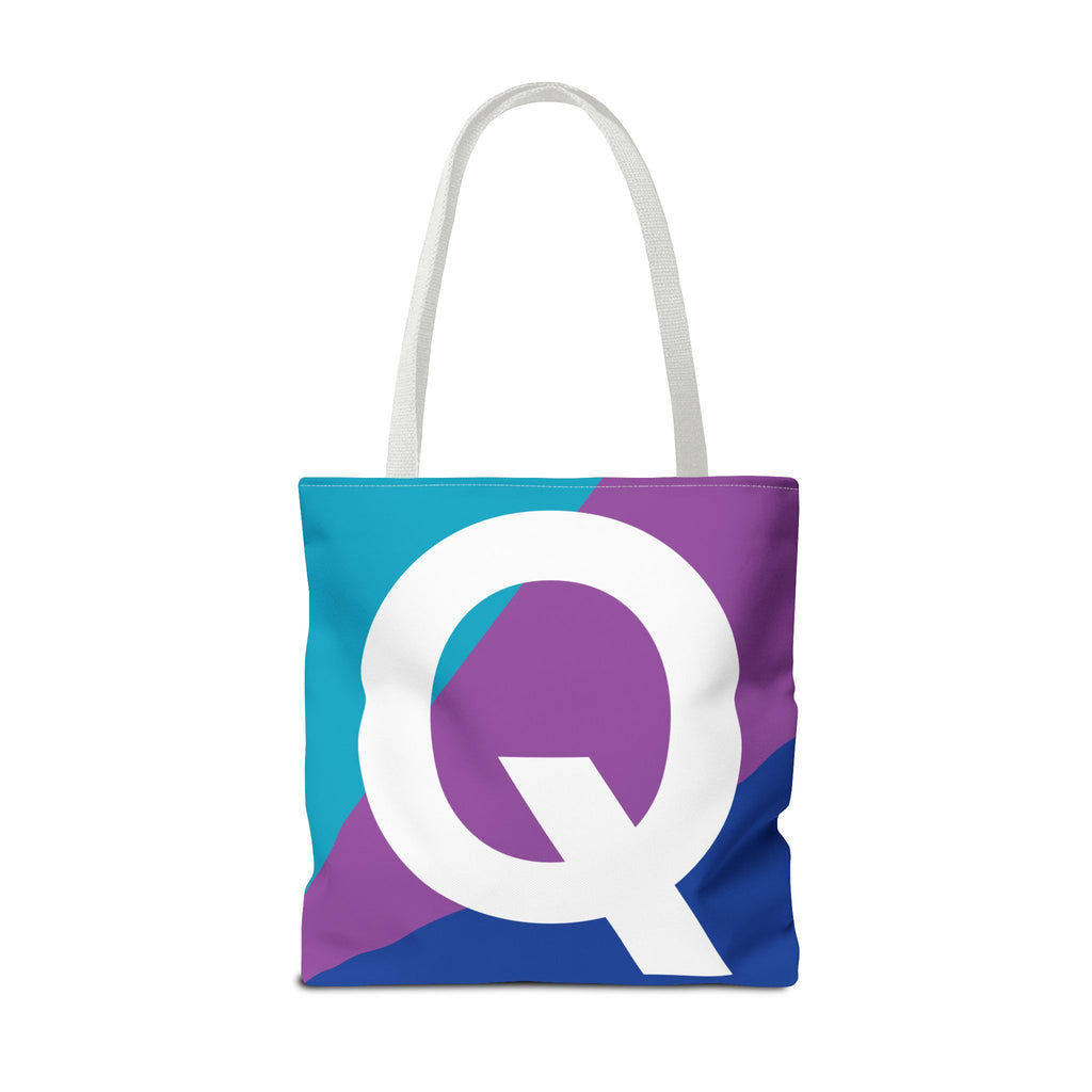 Monogram 'Q' Colorblock Tote Bag — Personalized Initial Q Shoulder Tote