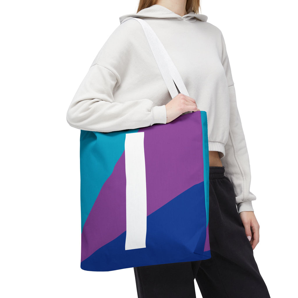 Monogram 'I' Colorblock Tote Bag — Personalized Initial I Shoulder Tote