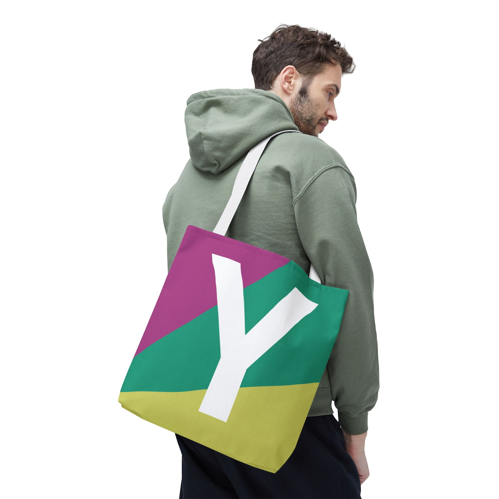 Monogram 'Y' Colorblock Tote Bag — Personalized Initial Y Shoulder Tote