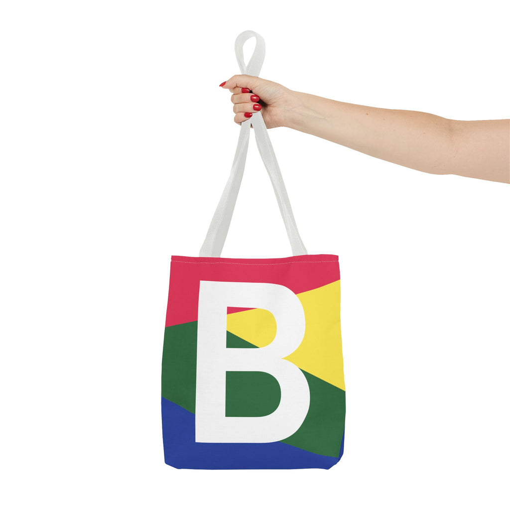 Monogram 'B' Colorblock Tote Bag — Personalized Initial B Shoulder Tote