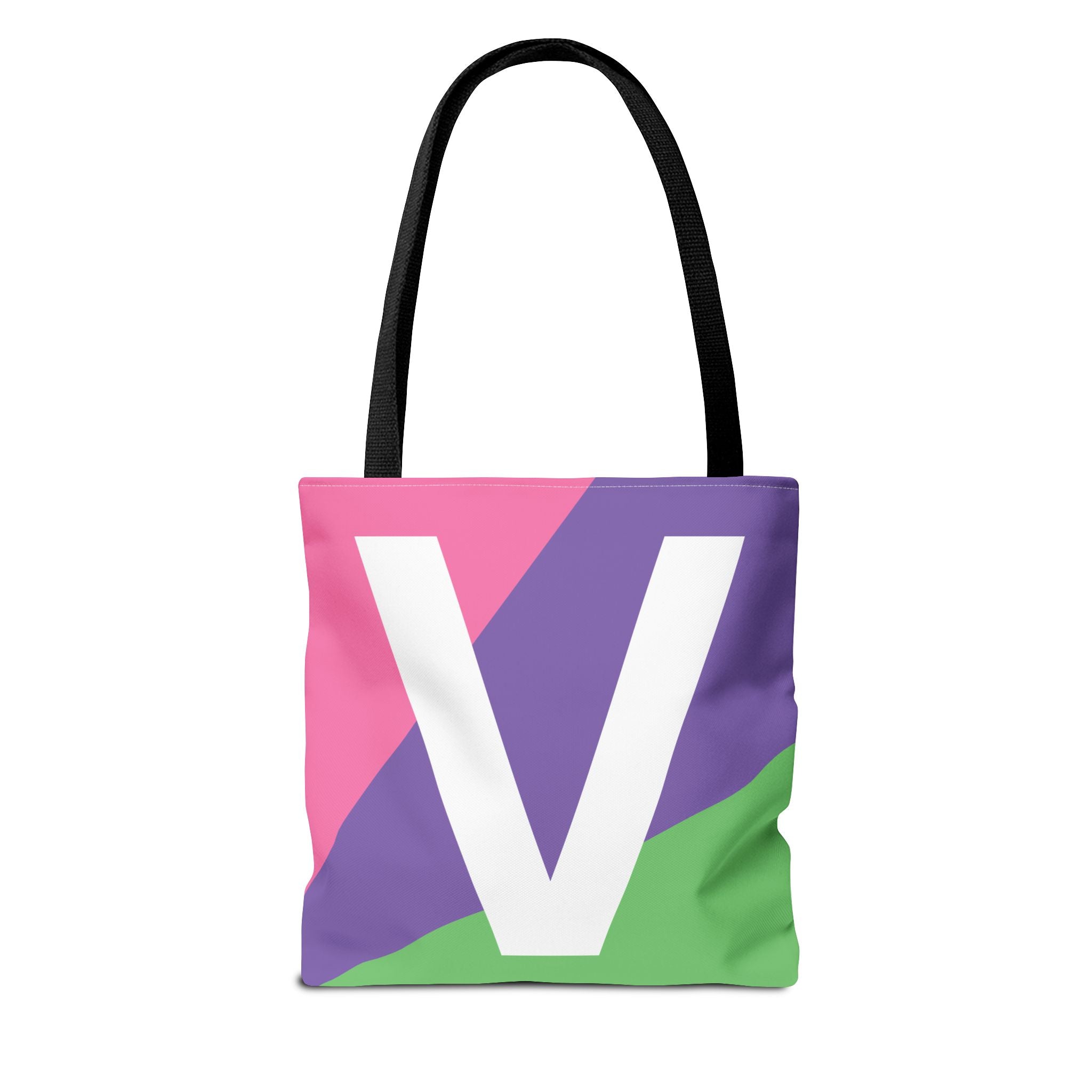 Monogram 'V' Colorblock Tote Bag — Personalized Initial V Shoulder Tote