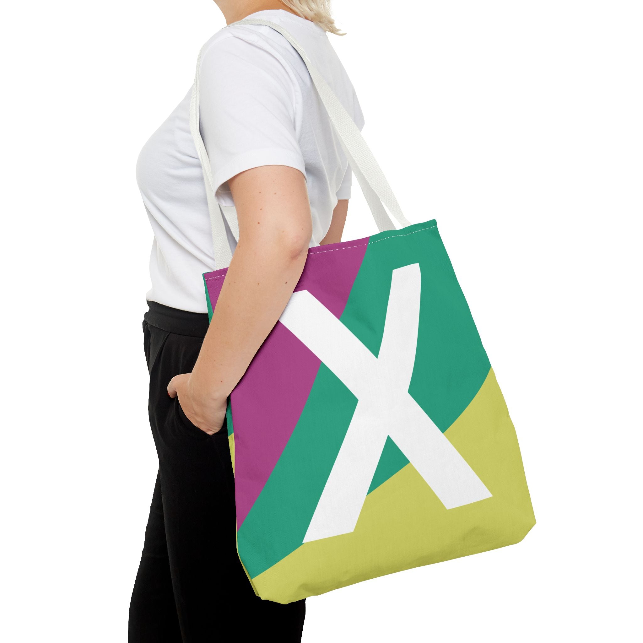 Monogram 'X' Colorblock Tote Bag — Personalized Initial X Shoulder Tote