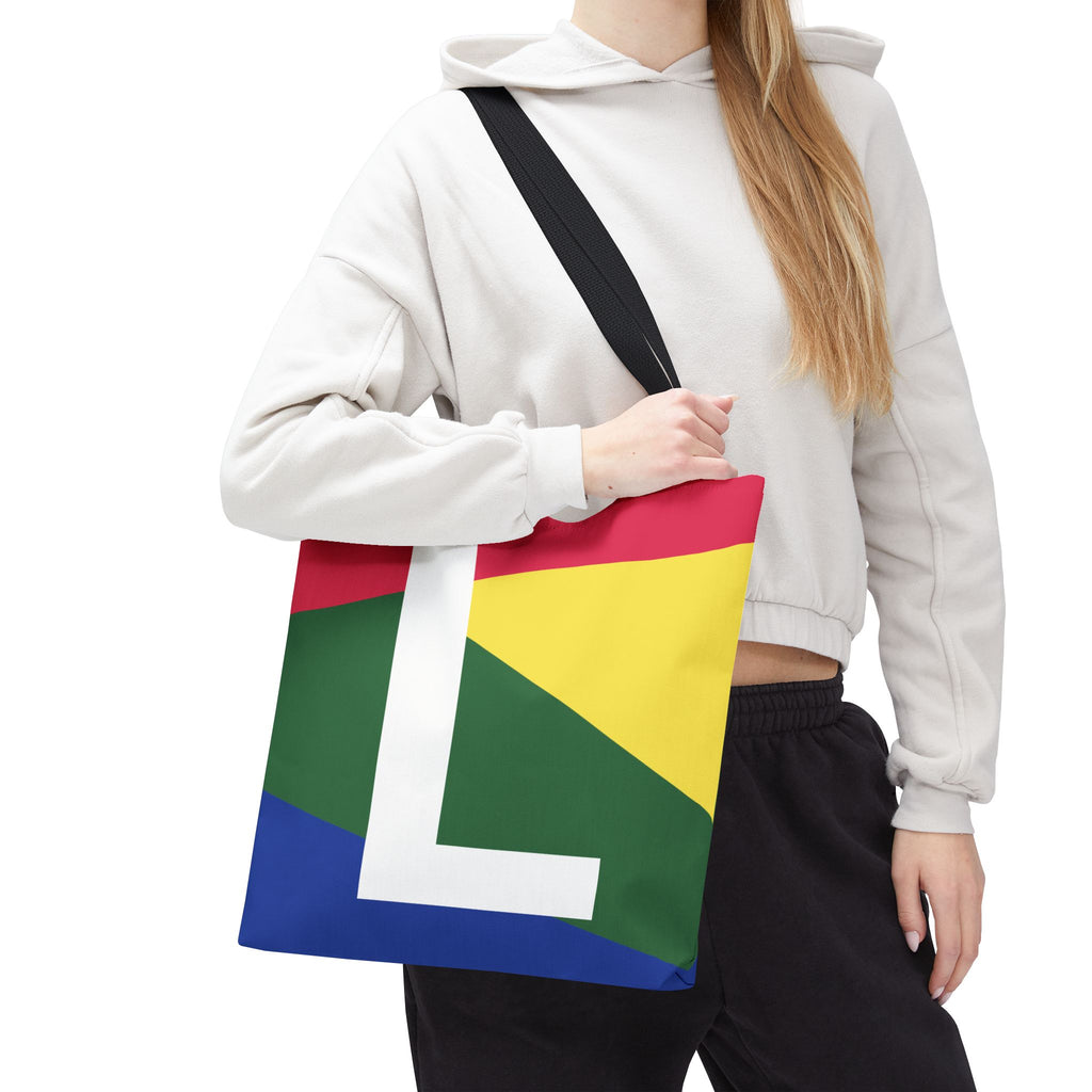 Monogram 'L' Colorblock Tote Bag — Personalized Initial L Shoulder Tote