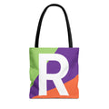 Monogram 'R' Colorblock Tote Bag — Personalized Initial R Shoulder Tote
