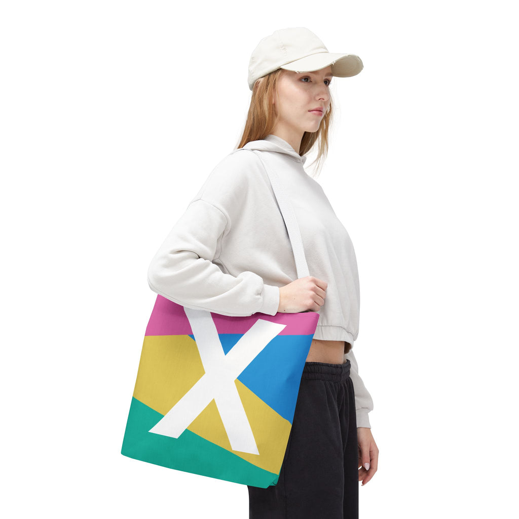 Monogram 'X' Colorblock Tote Bag — Personalized Initial X Shoulder Tote