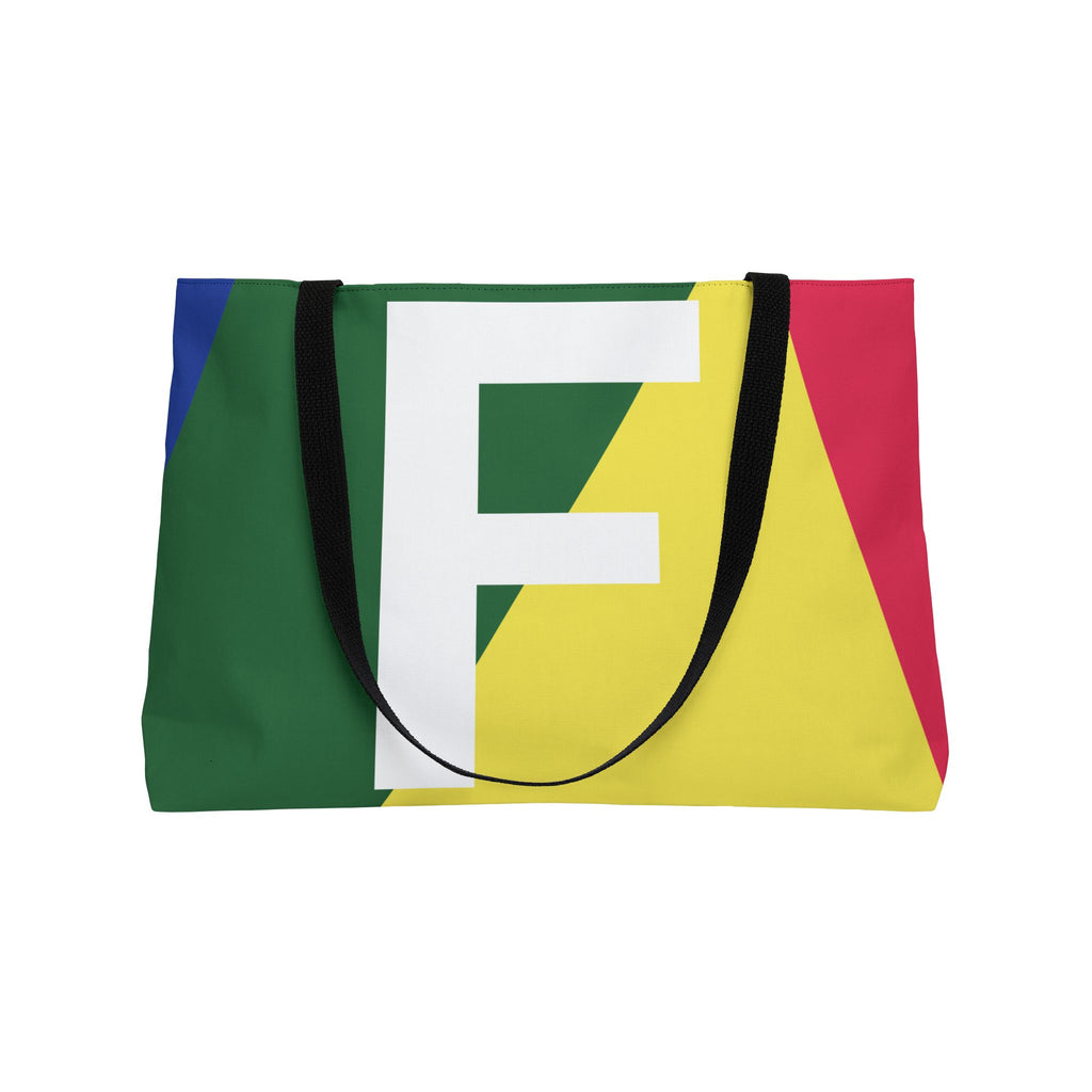 Personalized 'F' Colorblock Tote Bag — Monogram Weekender Tote