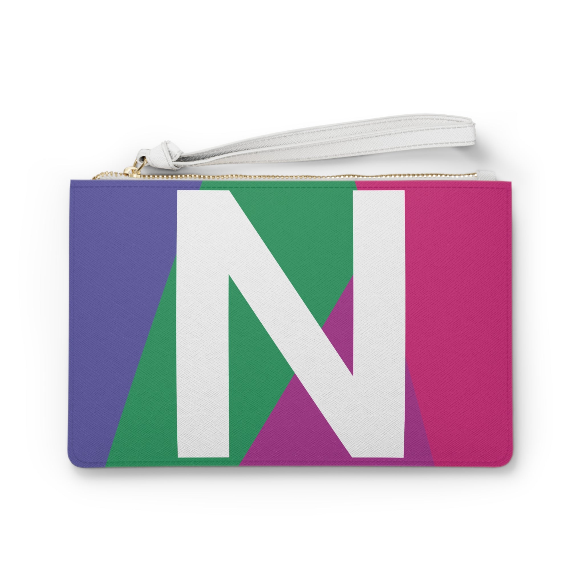 Monogram 'N' Colorblock Clutch Bag — Bold Geometric Wristlet for Everyday & Gifts