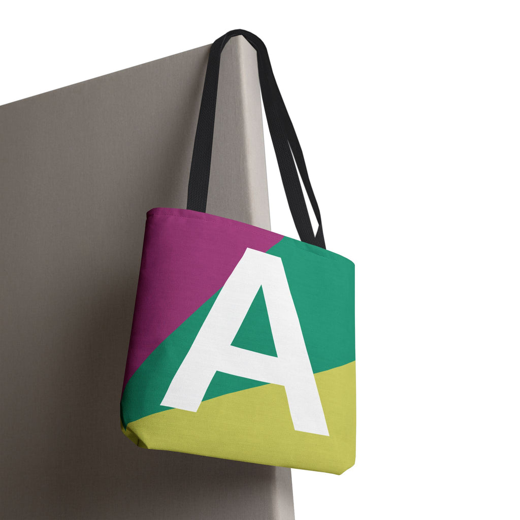Monogram 'A' Colorblock Tote Bag — Personalized Initial A Shoulder Tote