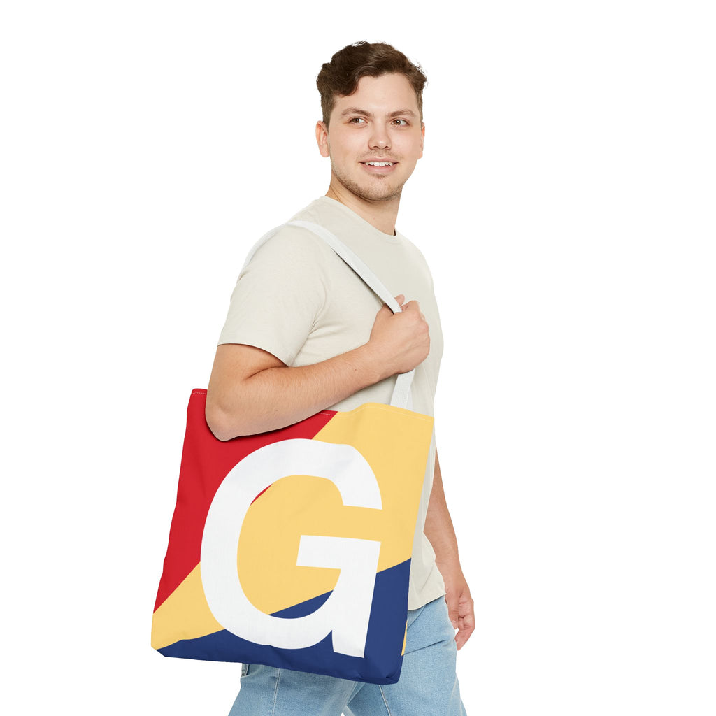 Monogram 'G' Colorblock Tote Bag — Personalized Initial G Shoulder Tote