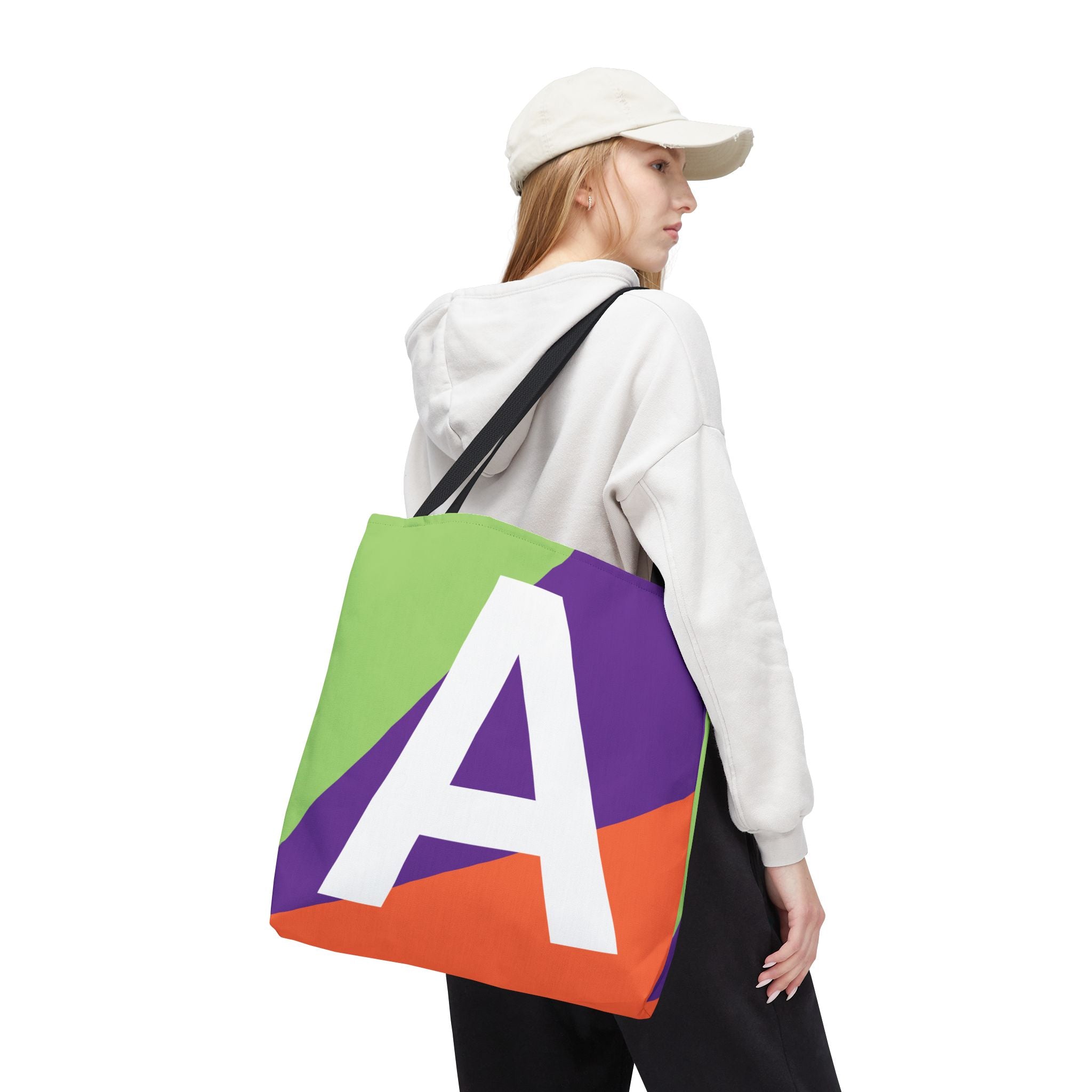 Monogram 'A' Colorblock Tote Bag — Personalized Initial A Shoulder Tote