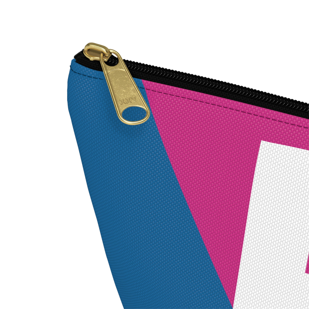 Initials Colorblock Accessory Pouch — Monogram F T-Bottom Cosmetic Bag