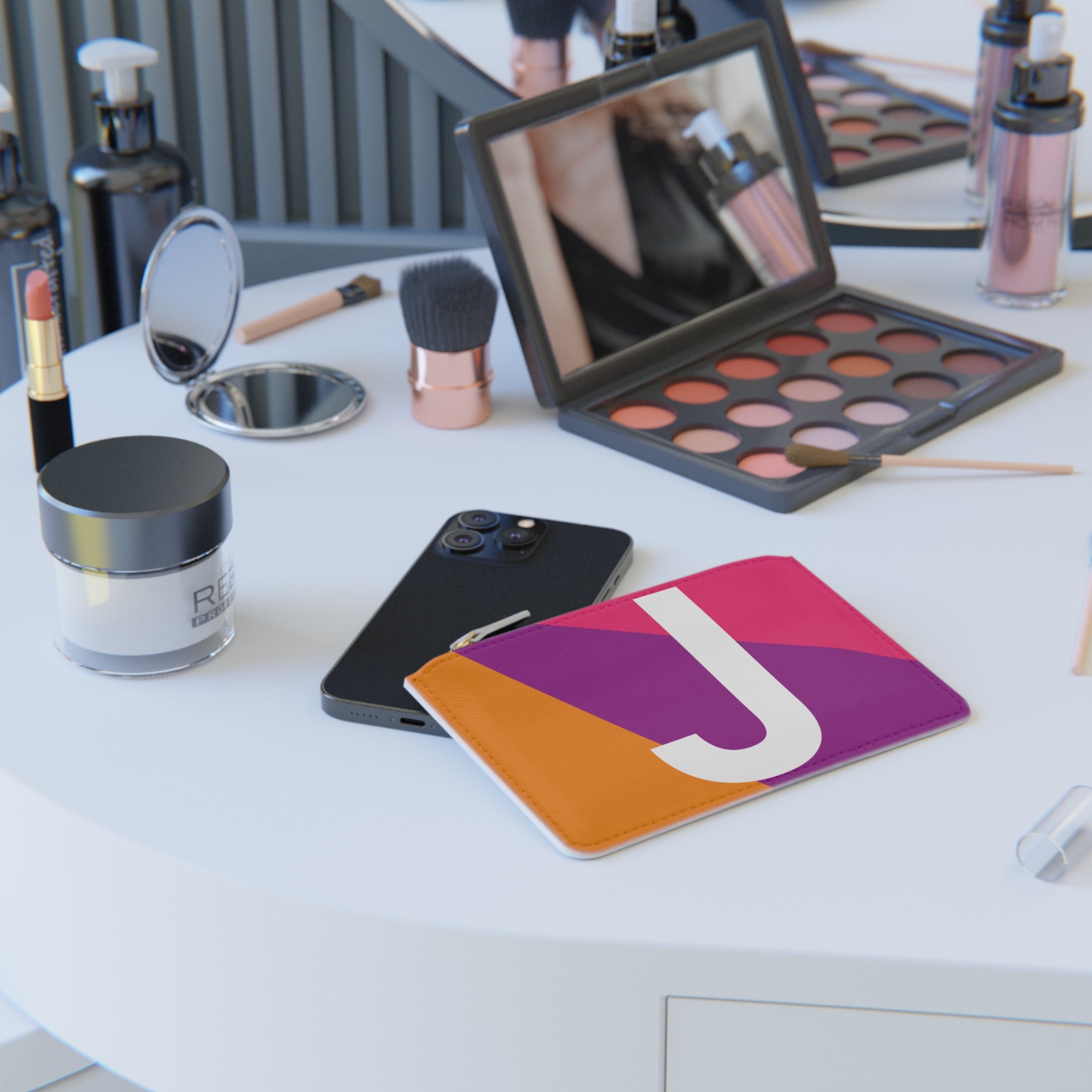 Initial J Mini Clutch — Colorblock Monogram Wristlet Wallet